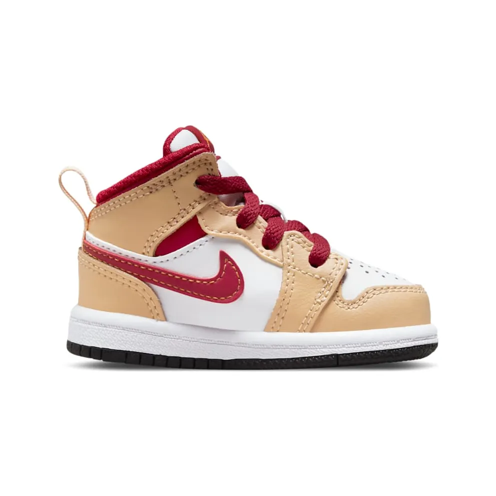 Jordan 1 Mid Light Curry Cardinal (640735-201)