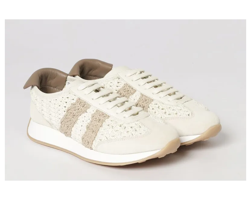 Fabiana Filippi Crochet Cotton and Suede Sneakers Butter (ASD276A804M057VR1)