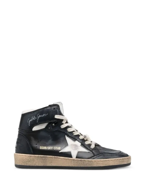 Golden Goose Sky-Star in black nappa leather with white leather star – Black (GMF00230F002944)