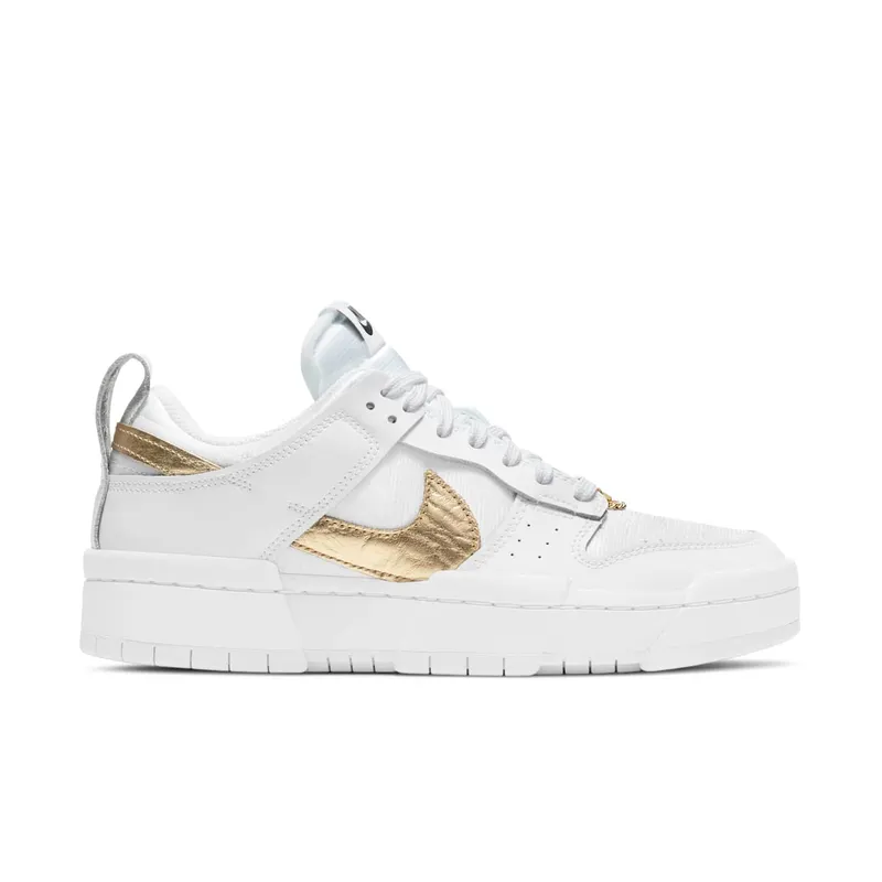 Nike Dunk Low Disrupt White Metallic Gold (W) White/White-Metallic Gold (DD9676-100)