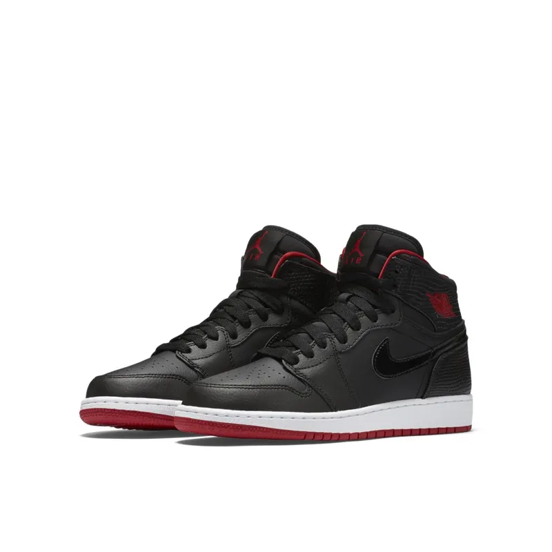 Jordan 1 Retro High Bred Snake (GS) Black/Gym Red-White (705300-021)