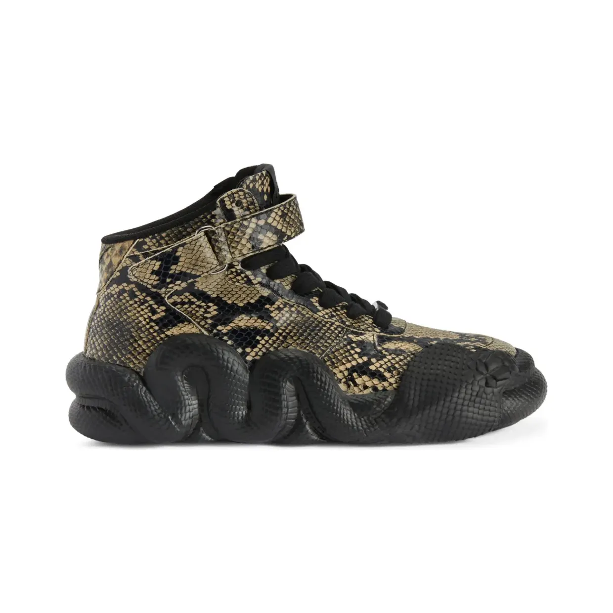 Giuseppe Zanotti Cobras leren mid-top met slangen-effect “Black” (RU30034001)