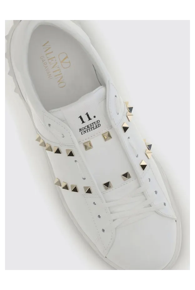 Valentino garavani Rockstud Untitled Calf Leather Sneakers with Studs White (S0931BHS0BO) (3)