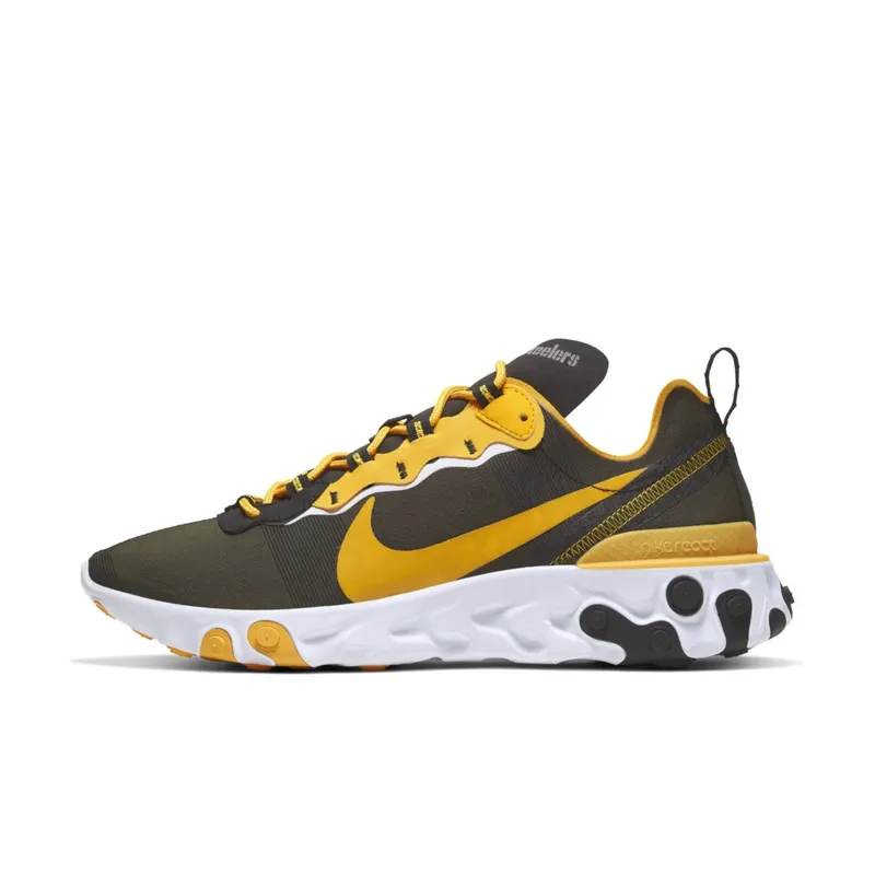 Nike React Element 55 Pittsburgh Steelers Black/White-University Gold (CK4893-001)