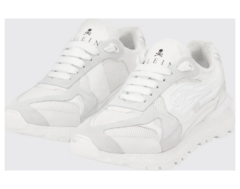 Philipp plein Leather and Mesh Sneakers White (SAFSMSC4074PLE022N0101)
