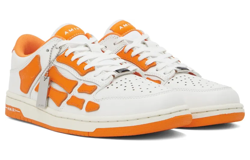 AMIRI White & Orange Skel Top Low Sneakers (PF22MFS003-178) (4)