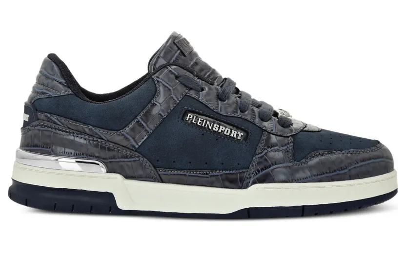 Plein Sport Sneakers met vlakken en krokodillen-reliëf – Zwart (FAESUSC0795STE003N)