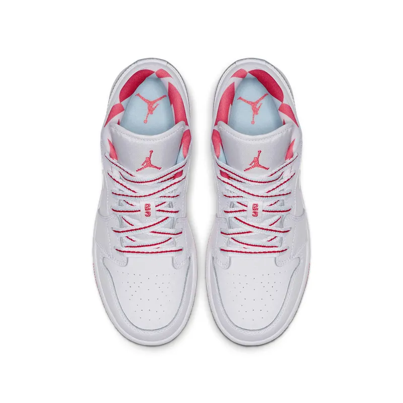 Jordan 1 Low Topaz Mist (GS) White/Ember Glow-Topaz Mist-University Red (554723-104)