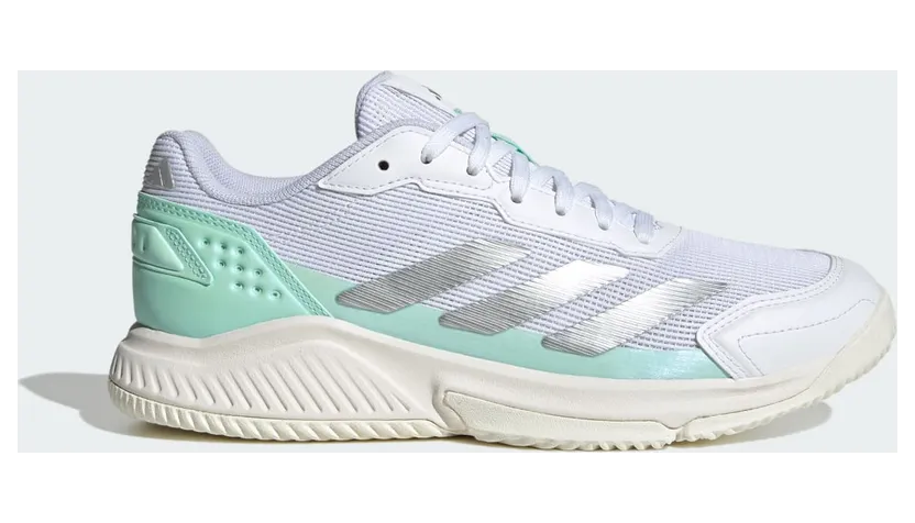 Adidas Courtquick Padelschoenen Cloud White / Silver Metallic / Clear Mint (KI3592)