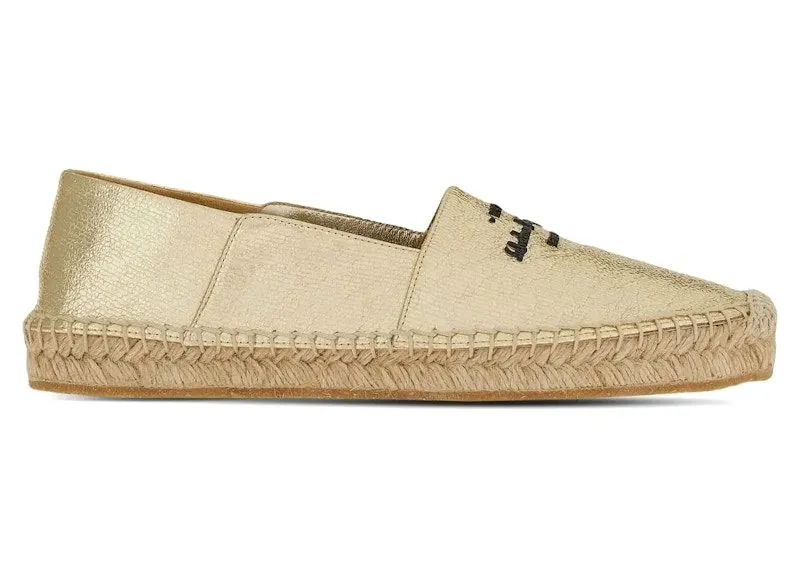 Ferragamo Logo-Embroidered Metallic Espadrilles Yellow (01E523758206)