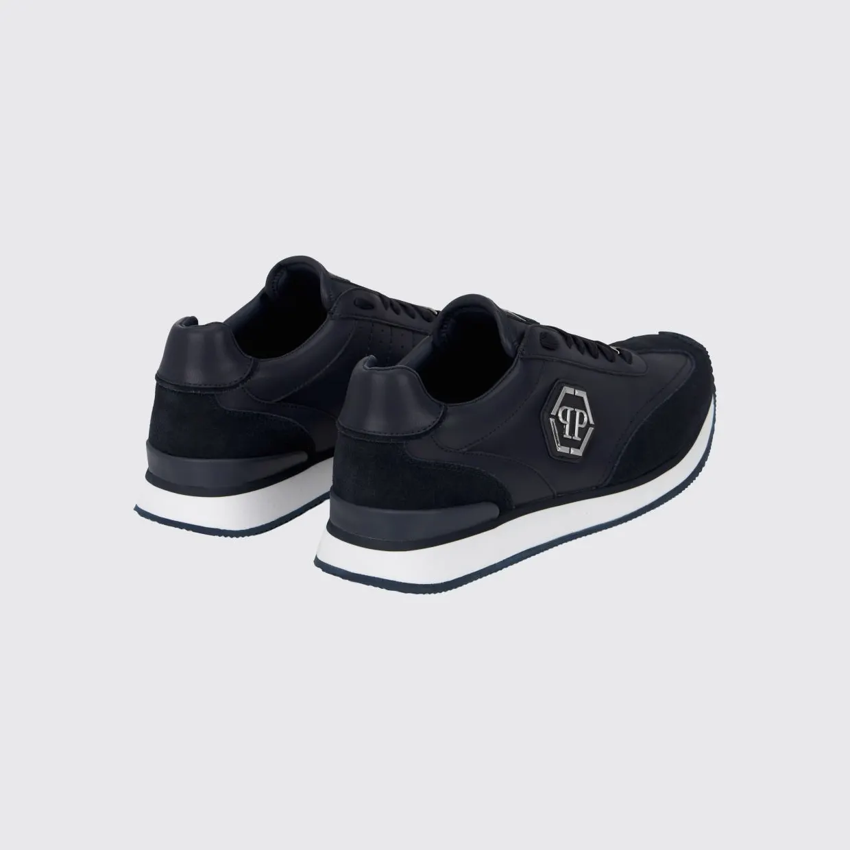Philipp plein Leather and Suede Low-Top Sneakers with Hexagon Logo and Monogram Blue (UAFSUSC1074PLE005N14) (2)