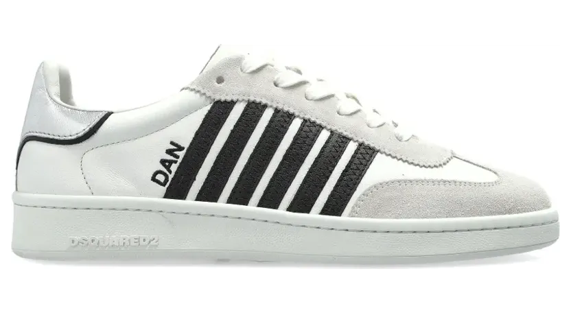 DSQUARED2 Gestreepte sneakers met veters – Zwart (SNW047618908715)