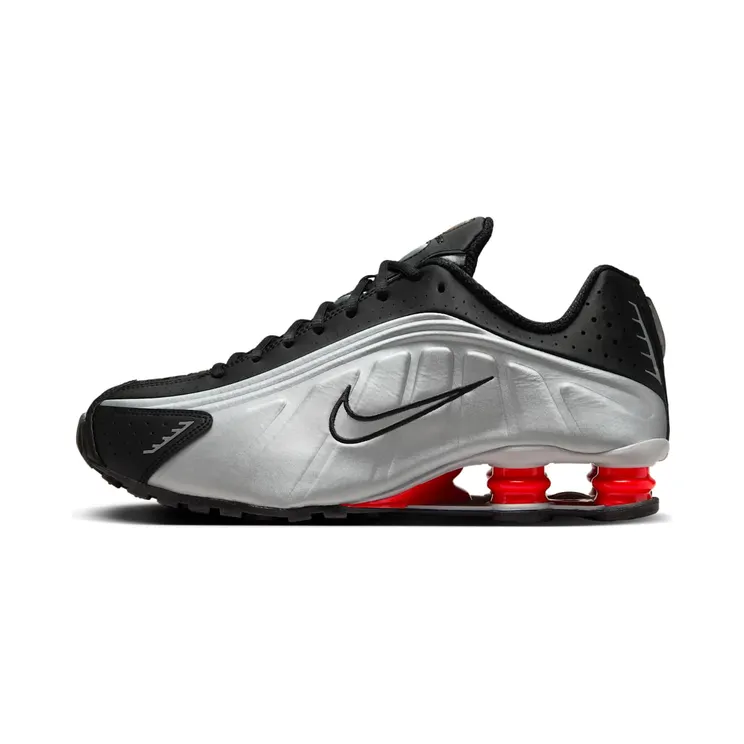 Nike Shox R4 Silver Black Red “Black / Max Orange / Metallic Silver” (BV1111-008)