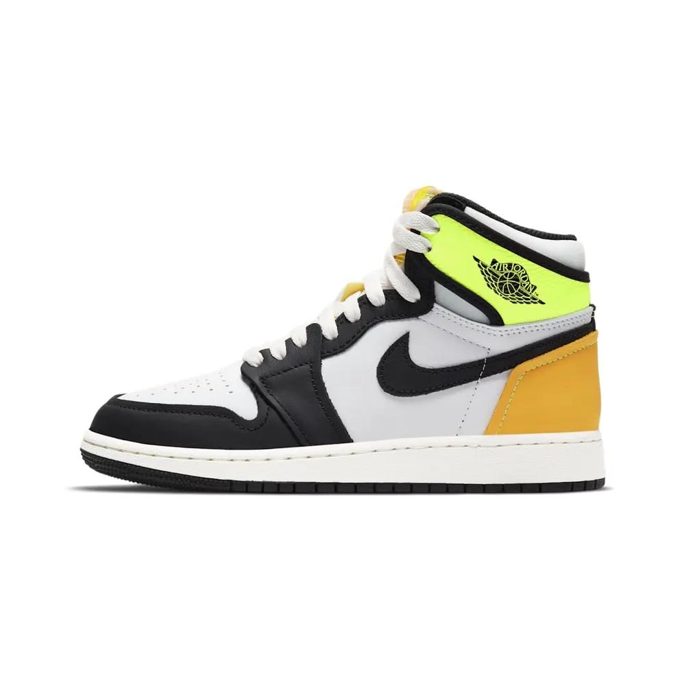 Jordan 1 Retro High White Black Volt University Gold (GS)