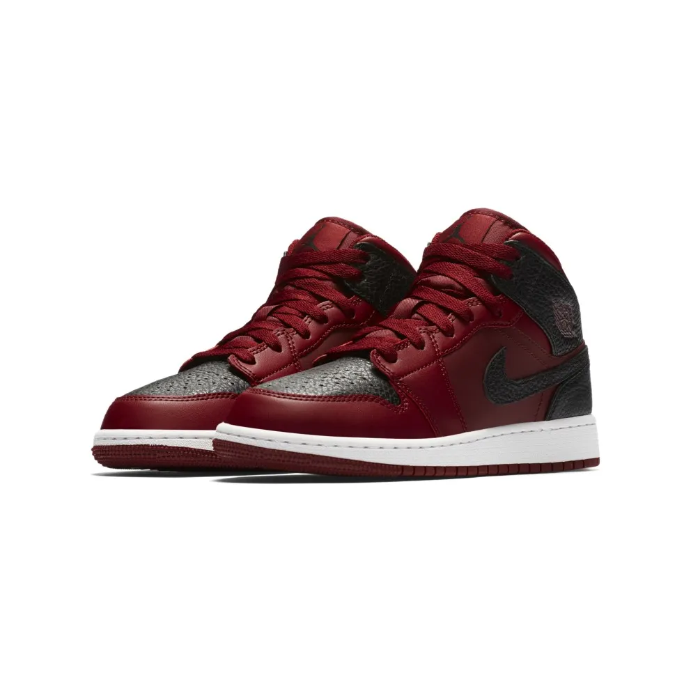 Jordan 1 Mid Team Red Black White (GS) Team Red/Black-Summit White (554725-601)