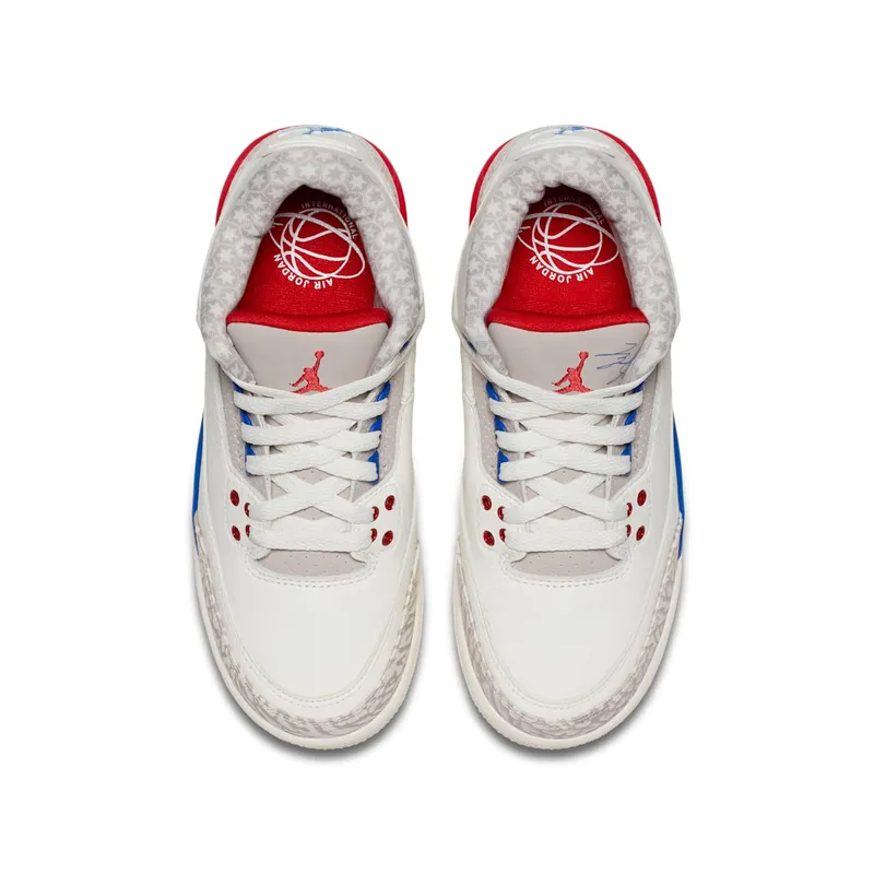 Jordan 3 Retro International Flight (GS) Sail/Sport Royal-Light Bone-Fire Red (398614-140)