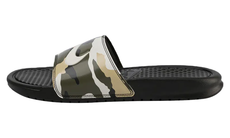 Nike Benassi JDI Print Military Slides “Sequoia / Pale Ivory / Team Gold” (631261-301)