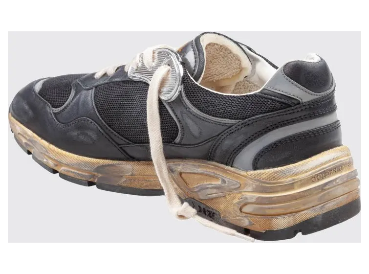 Golden goose Dad-Star Leather and Mesh Trainers with Worn-Out Effect Black (GMF00884F00327090282) (2)