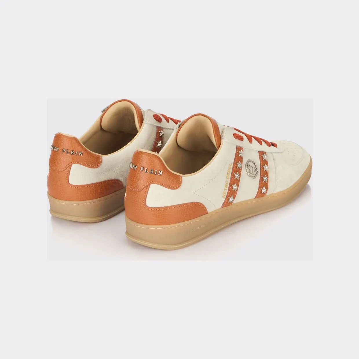Philipp plein Retro Rebel Suede Sneakers with Applied Stars Beige (SAFSUSC0911PLE009N06) (2)