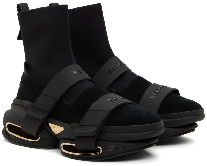 Balmain Black B-Bold High-Top Sneakers (YM1VH229TKSE)