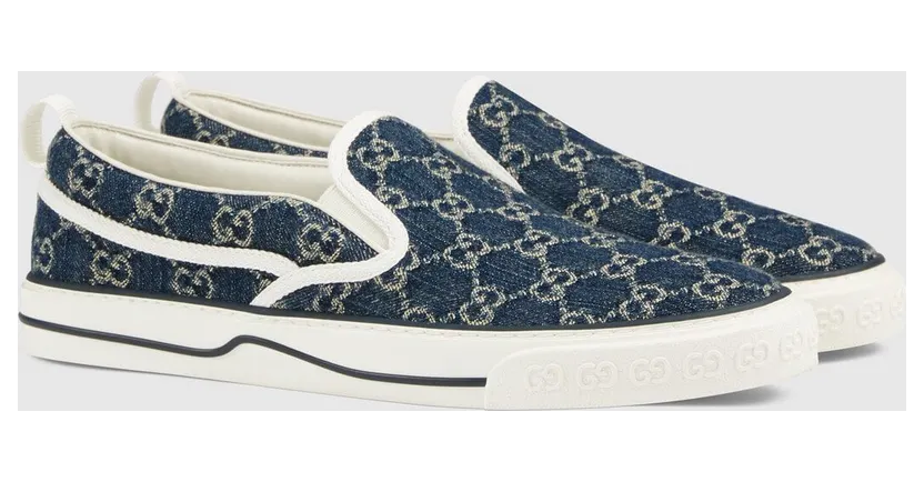 Gucci Tennis 1977 Slip On Denim (643489 2KQ20 4465) (2)