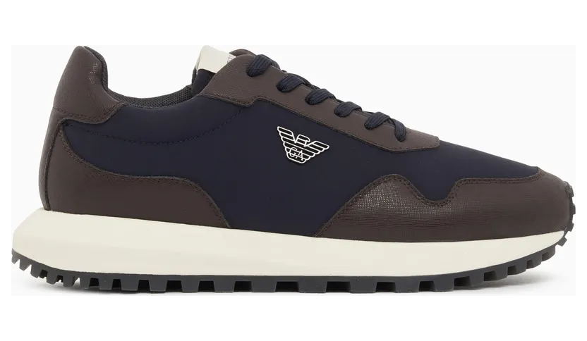 Armani Recycled Nylon Sneakers With Regenerated Saffiano Details (EM003738-AF19532-M6494)