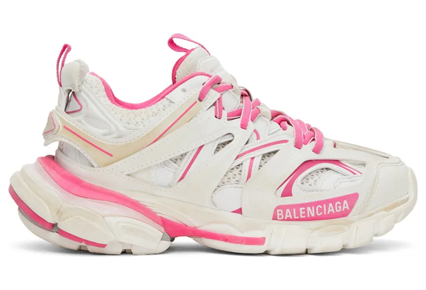 Balenciaga Pink & White Track Sneakers (542436 W1GC3)