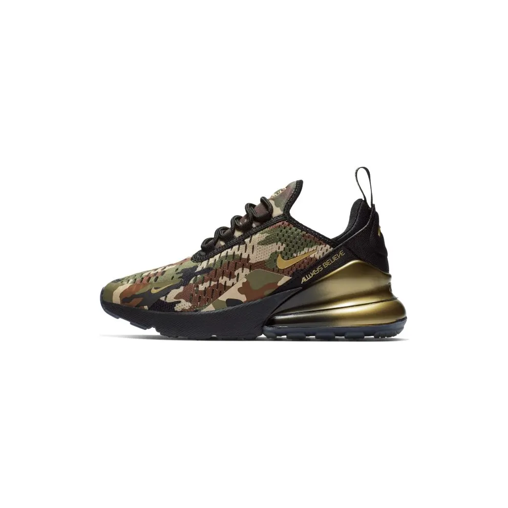 Nike Air Max 270 Doernbecher 2018 (GS) Black/Metallic Gold-Medium Olive-Fauna Brown-Desert (BV7249-001)