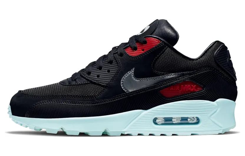 Nike Air Max 90 ‘Vinyl’ Black/Cool Grey-Teal Tint-University Red (CK0902-001)