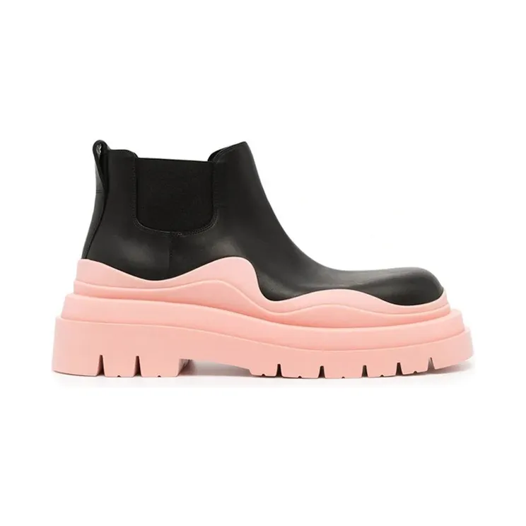 Bottega Veneta Tire Ankle Chelsea Boot Black Pink (630300VBS501276)