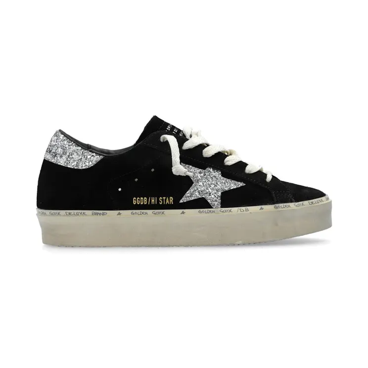 Golden Goose Hi Star Suede Black Silver Glitter (GWF00118-F006389-90179)