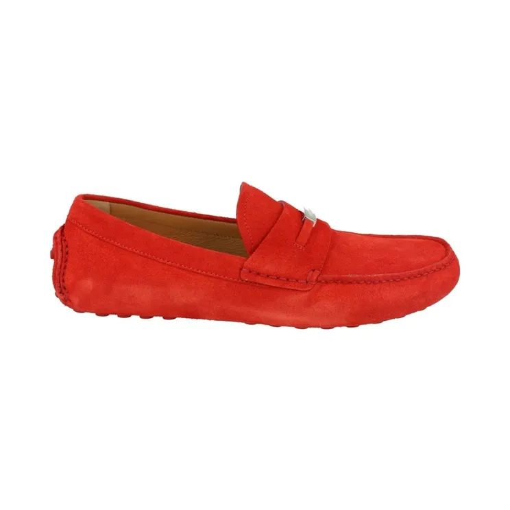 Ferragamo Grenoble Suede Drivers Red (3E Extra Wide Width) (021293-760842-3E)
