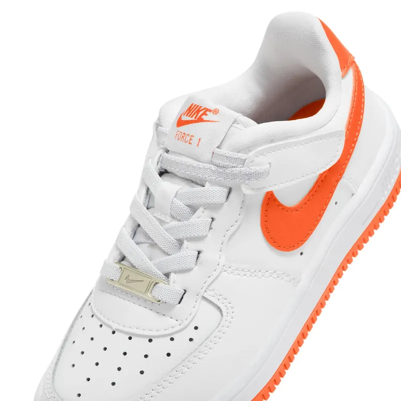 Nike AIR FORCE 1 LOW EASYON PS “White White Safety Orange” (FN0237-113)