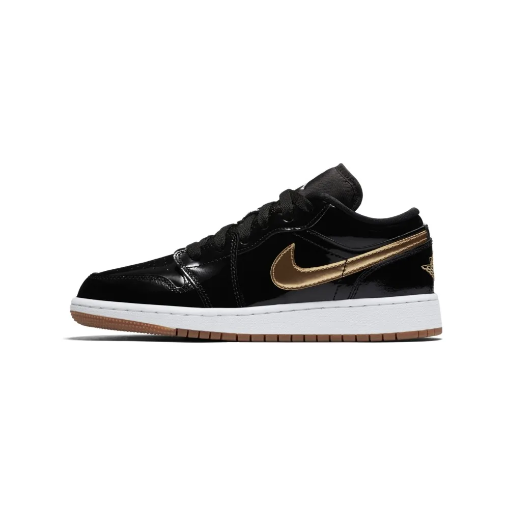 Jordan 1 Retro Low Black Gold Patent (GS) Black/Metallic Gold-White (554723-032)