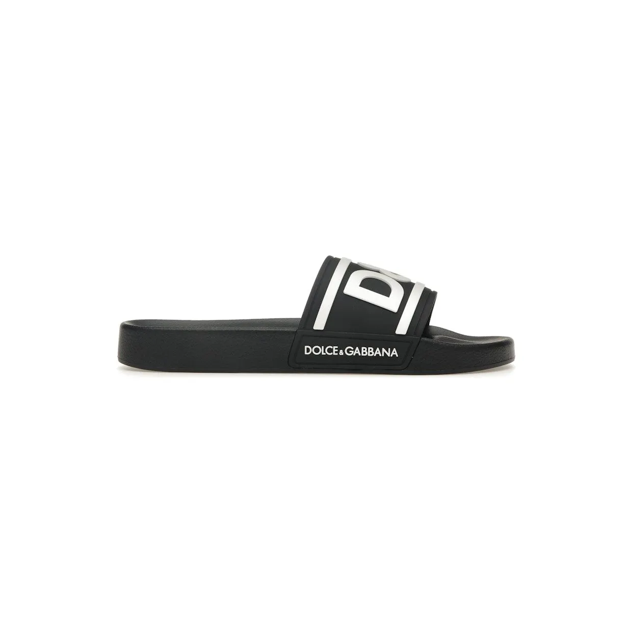 Dolce & Gabbana Beachwear Sliders DG Logo Black White (CS2072AQ85889690)