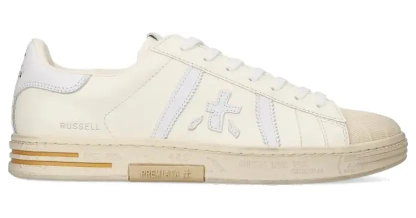 Premiata Russell sneakers met logodetail – Beige (RUS08072)