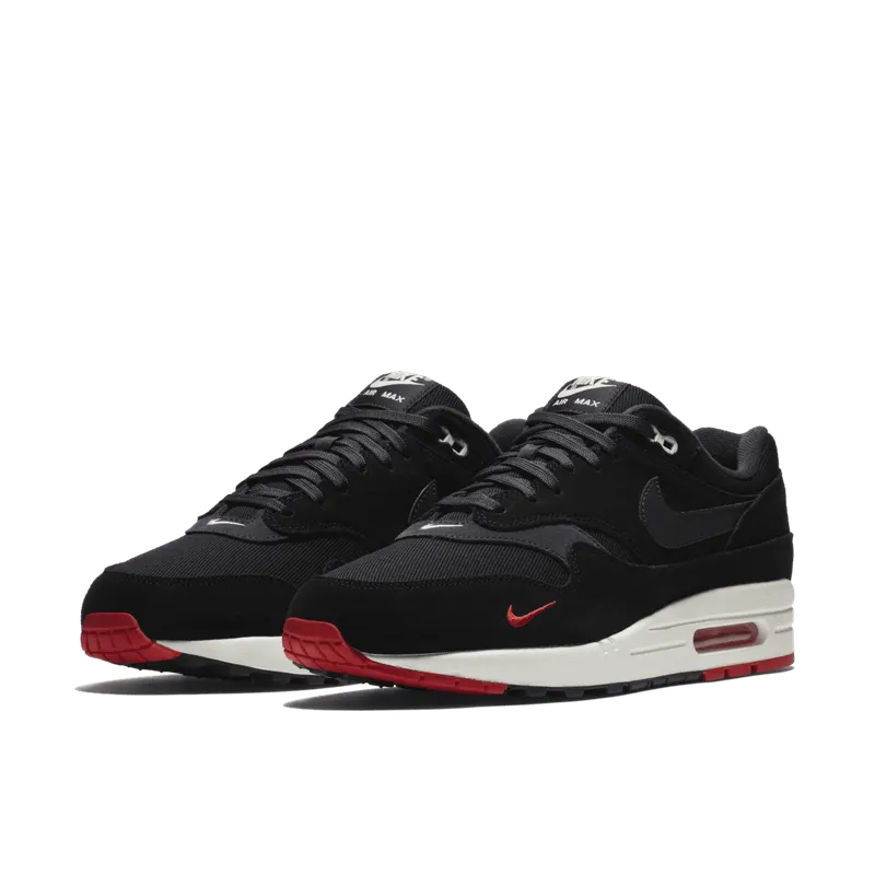 Nike Air Max 1 Mini Swoosh Bred Black/Oil Grey-University Red (875844-007)