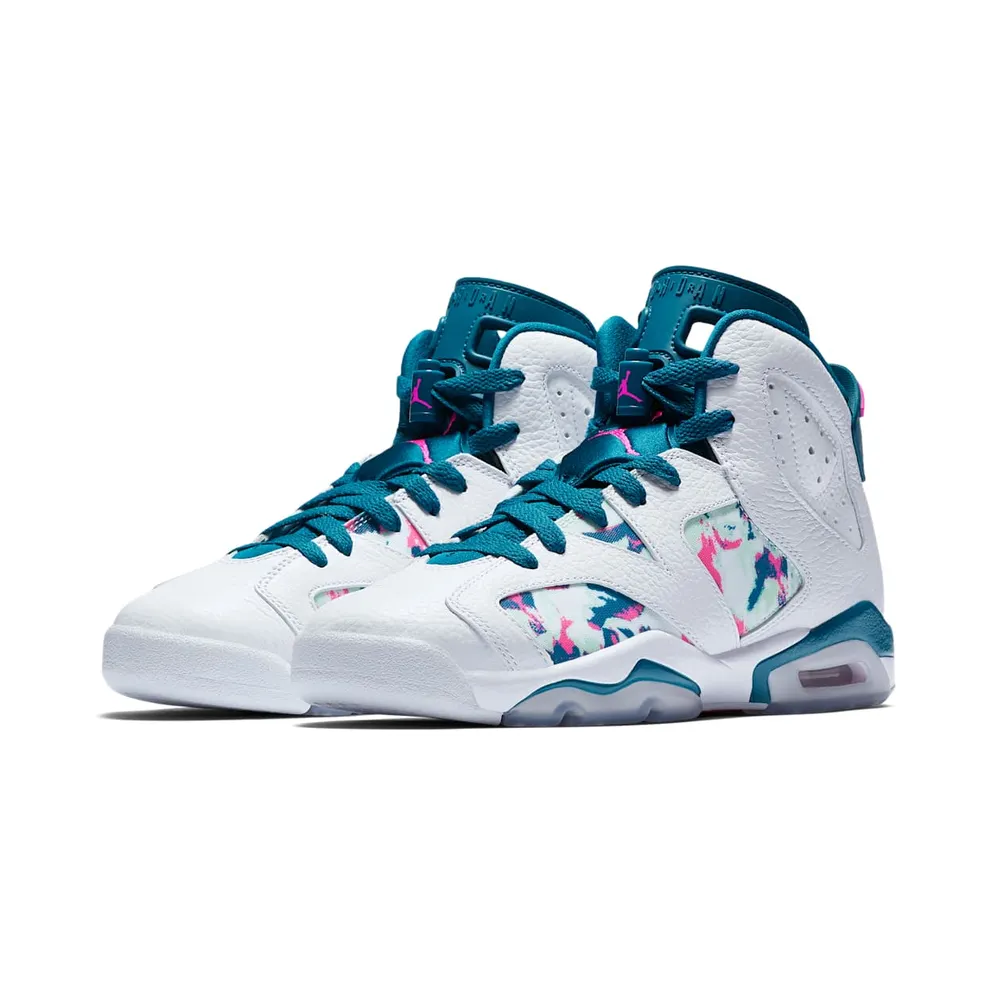 Jordan 6 Retro White Laser Fuchsia Green Abyss (GS) White/Laser Fuchsia-Green Abyss (543390-153)
