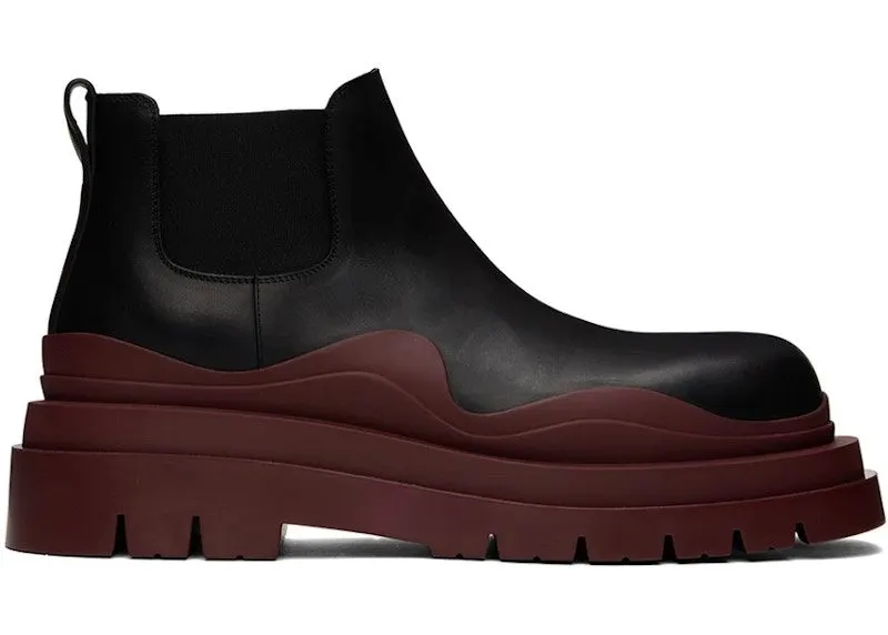 Bottega Veneta Leather Tire Chunky Sole Ankle Chelsea Boot Black Brown (630281VBS501507)