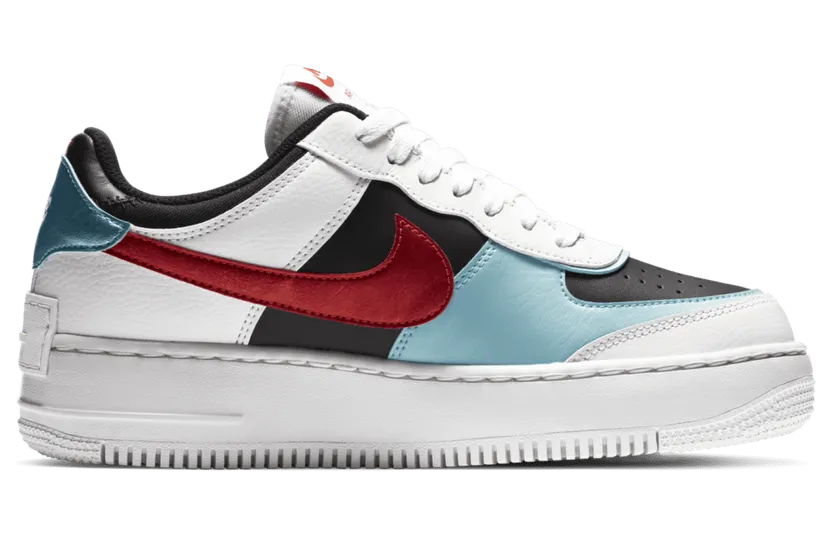 Nike Air Force 1 Shadow ‘White Bleached Aqua’ Summit White/Bleached Aqua/Black/Chile Red (DA4291-100)