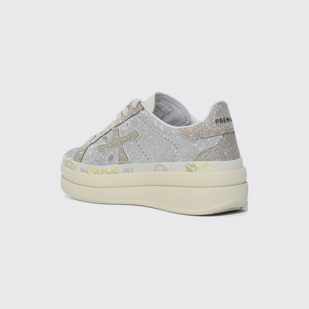 Premiata Claudia Nylon Sneakers with Rhinestones Silver (CLAUDIA8132) (2)