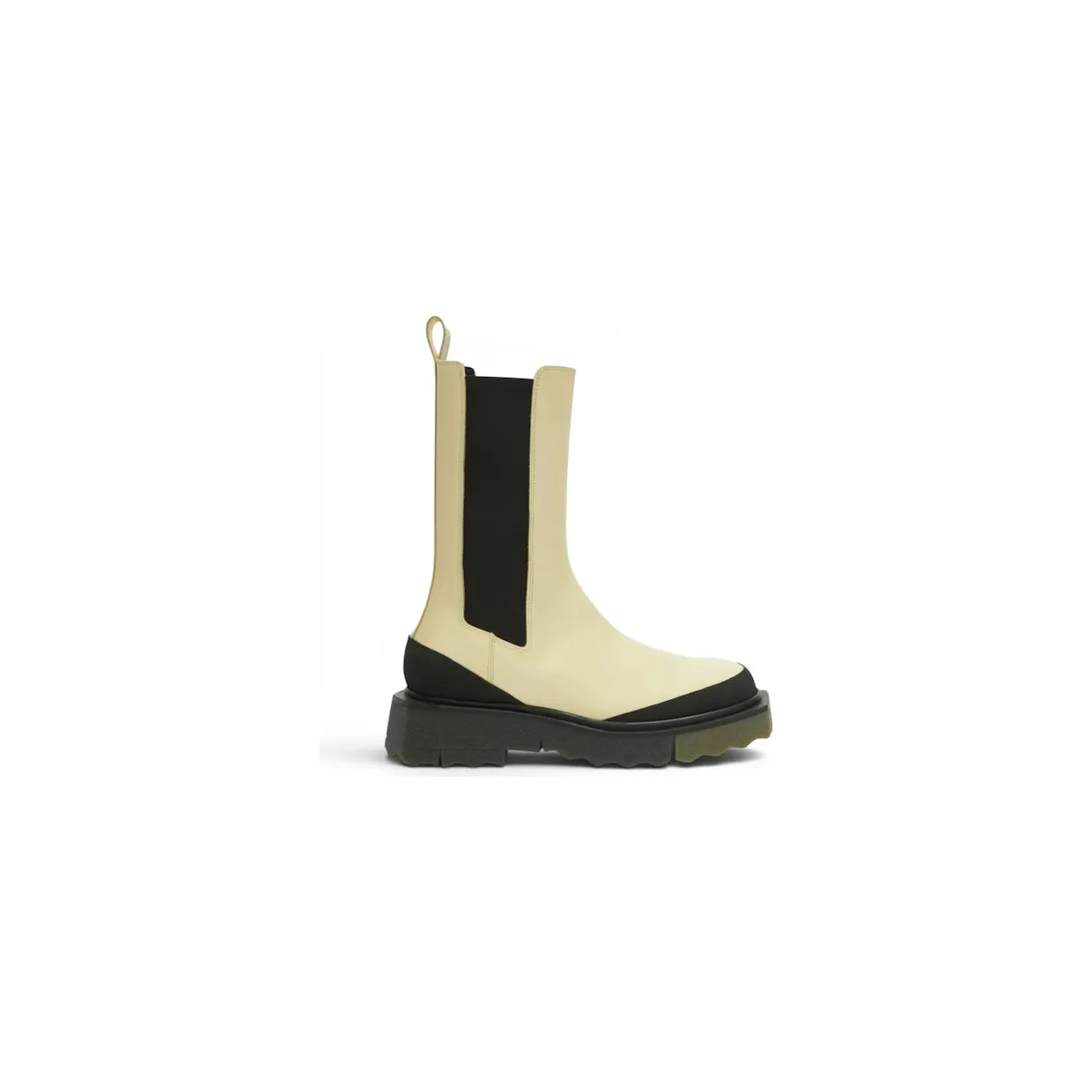 OFF-WHITE Calf Sponge Chelsea Boot Cream Military (OWID018F22LEA0020456)