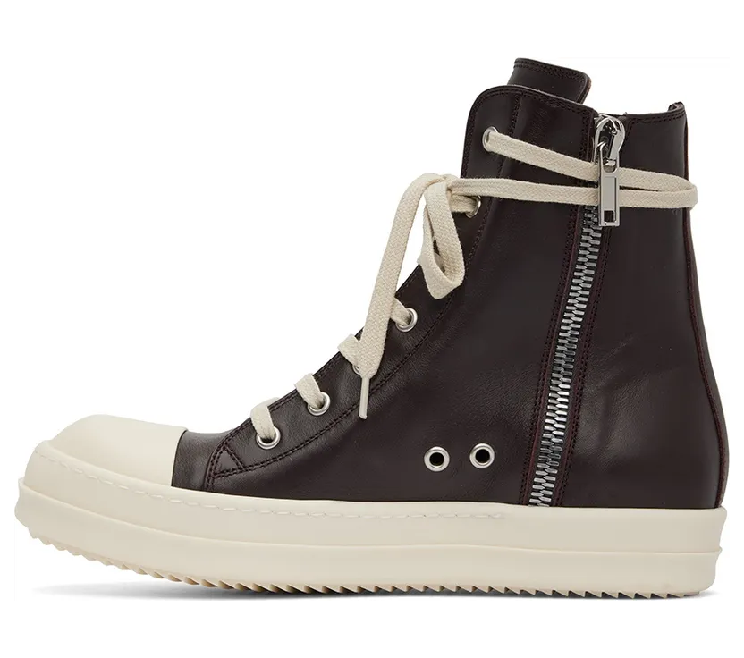 Rick Owens Grey Calfskin High Sneakers (RU01B1890 LPO) (3)
