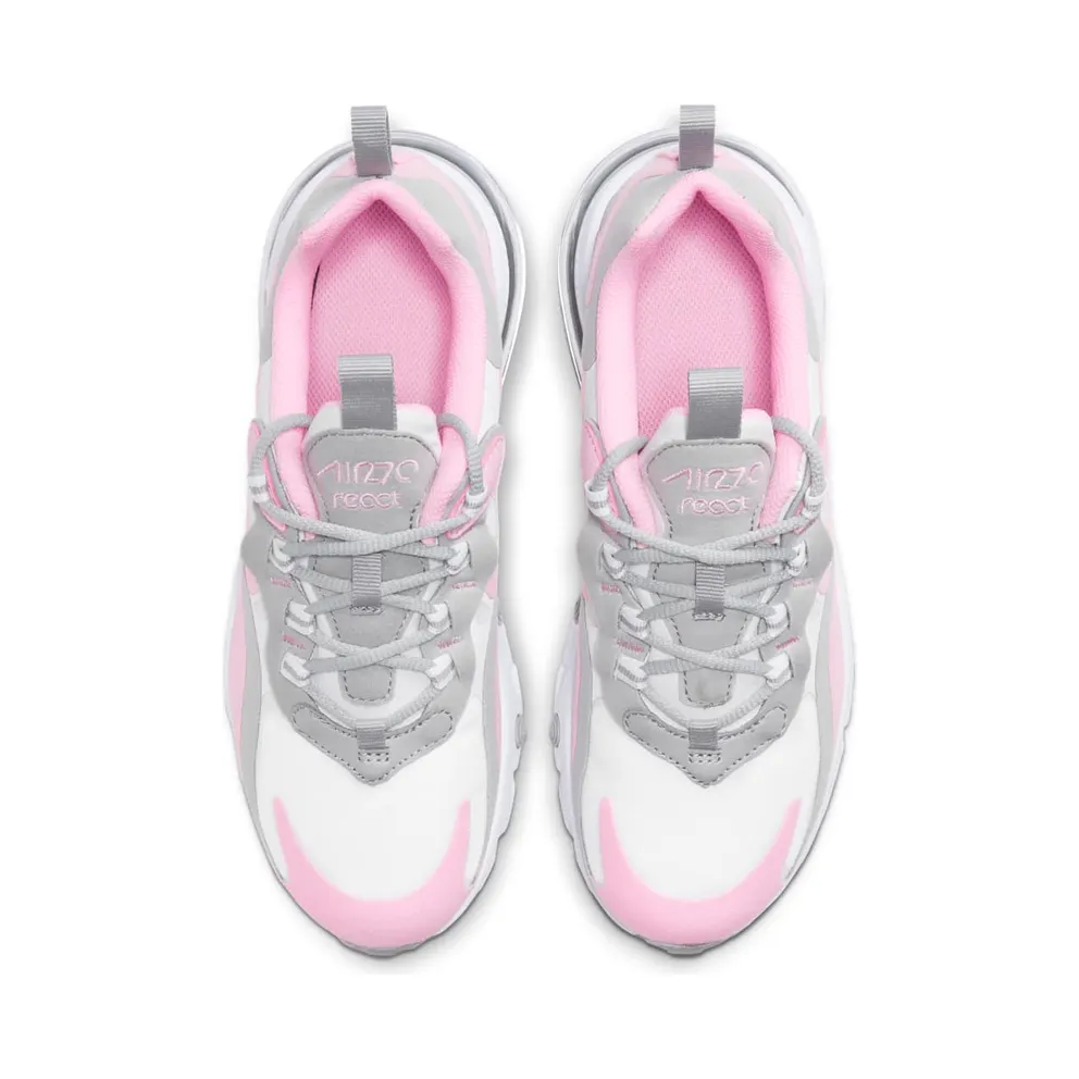 Nike Air Max 270 React White Pink (GS) White/Light Solar Flare Heather/Metallic Silver (BQ0103-104)