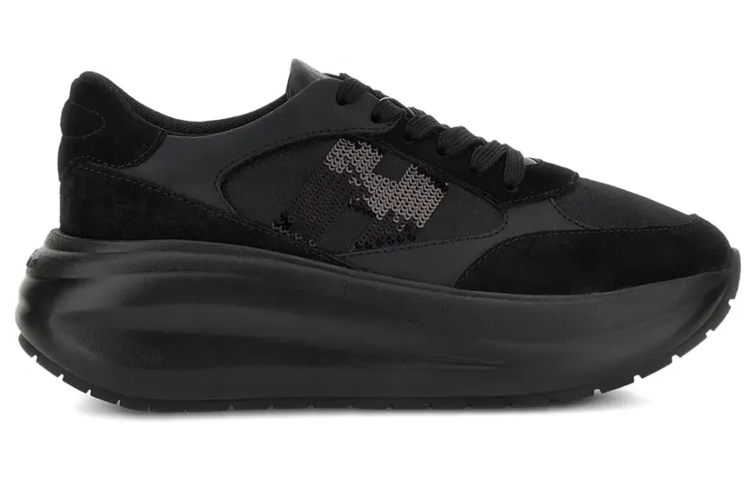 Hogan H696 Sneakers mit Pailletten-Logo – Schwarz (HXW6960GA50V0G)