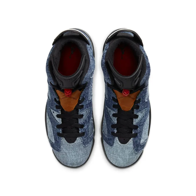 Jordan 6 Retro Washed Denim (GS) Washed Denim/Sail-Varsity Red-Black (CV5489-401)