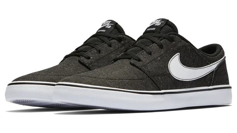 Nike SB Solarsoft Portmore II Canvas Premium Skateschoen voor heren Zwart (880269-001)