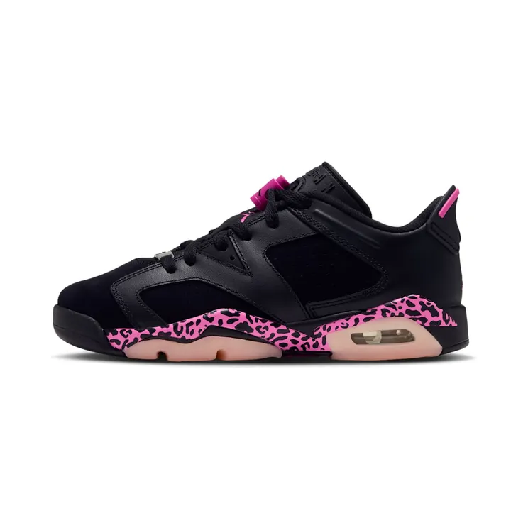 AIR JORDAN 6 RETRO LOW (GS) “Black / Pink Foam / Laser Fuchsia” (768878-001)