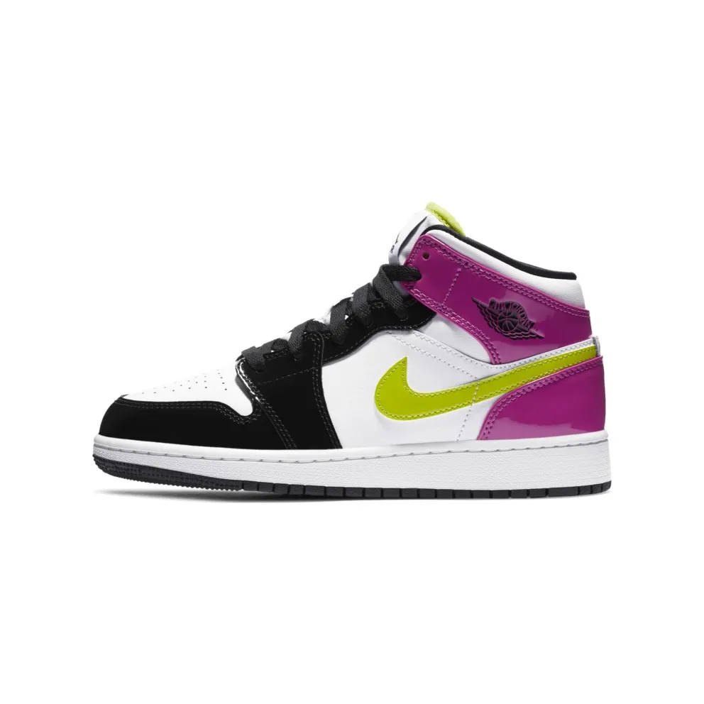 Jordan 1 Mid White Black Cyber Pink (GS) White/Cyber-Active Fuchsia-Black (CZ9835-100)