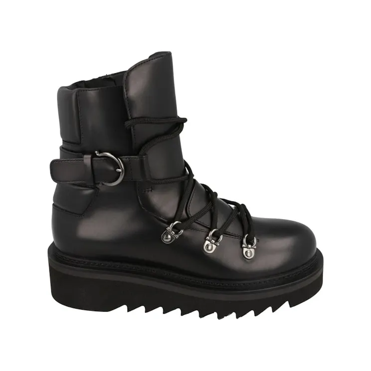 Ferragamo Elimo Lace-Up Leather Boots Black (01D951-756775-1C)